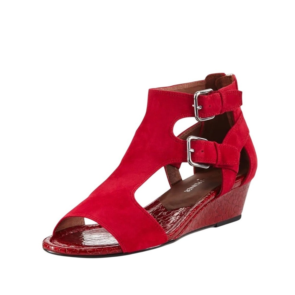 DONALD J PLINER EDEN DUAL BUCKLE WEDGE SUEDE SANDAL 8.5